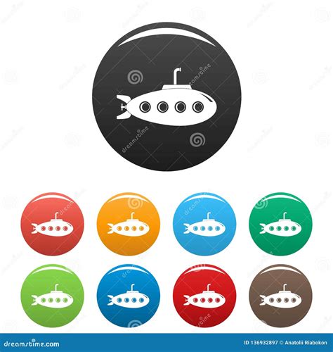 Submarine Icons Set Color Stock Vector Illustration Of Object 136932897