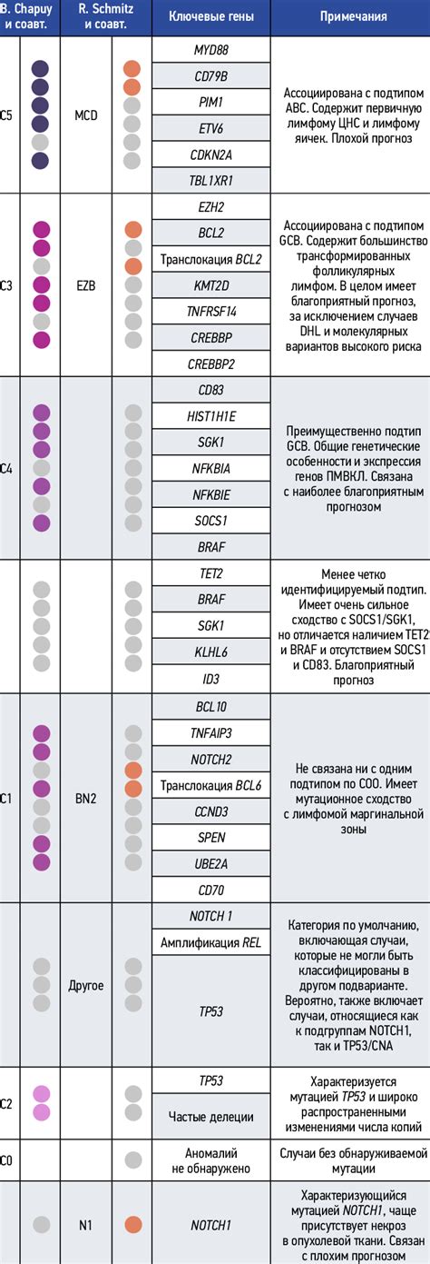 Molecular subtypes of DLBCL by B. Chapuy, et al. [39] and R. Schmitz ...