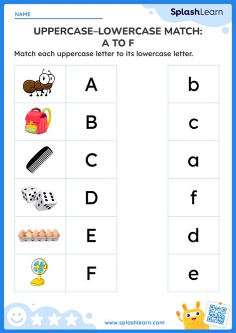 Uppercaselowercase Match A To F Worksheet