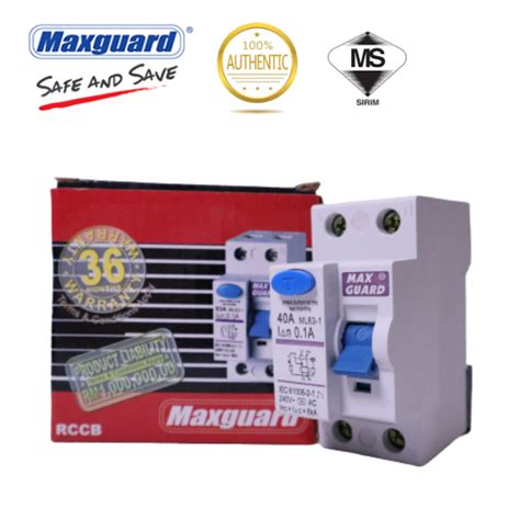 Alt Tech Electrical Maxguard 40A 63A 2Pole 100mA 30mA ELCB RCCB