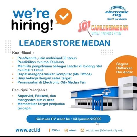 Loker Sma Smk D S Di Pt Electronic City Indonesia Medan