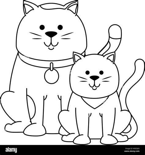 Cute Cats Mascots Characters Vector Illustration Design Stock Vector