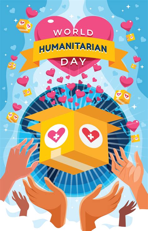 World Humanitarian Day Poster With Aid Box 3179156 Vector Art At Vecteezy