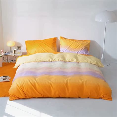 Houseri Orange Rainbow Comforter Set King Gradient Orange Yellow Bedding Comforters