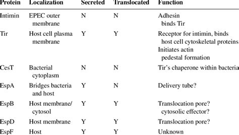 Effector Proteins Encoded By The Locus For Enterocyte Effacement Lee