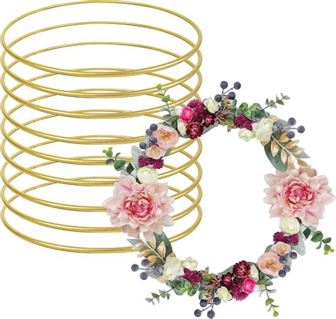 Uniideco Pack Metal Floral Hoops Gold Wreath Rings For Macrame