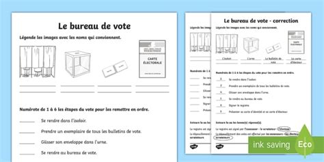 Fiche D Activit S Le Bureau De Vote Teacher Made