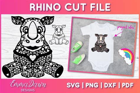 Rhino Svg Zentangle Cut File By Emma Dawn Designs Thehungryjpeg