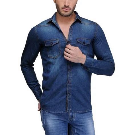 Plain Blue Mens Denim Shirt Slim Fit At ₹ 195 In Bengaluru Id