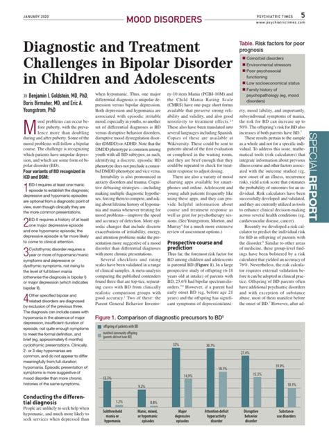 Diagnostic And Treatment Challenges In Bipolar Disorder In Children And