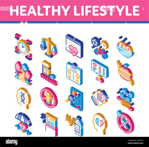 Healthy Lifestyle Isometric Icons Set Vector Stock Vector Image Art