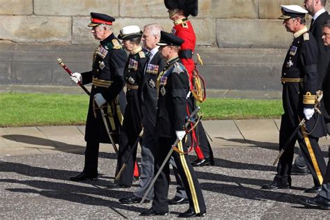 King Charles Iii And His Siblings Walk Behind The Queen S Coffin For