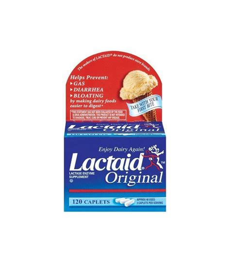 Lactaid Caplets Lactase Enzyme Supplement 120 Count Box