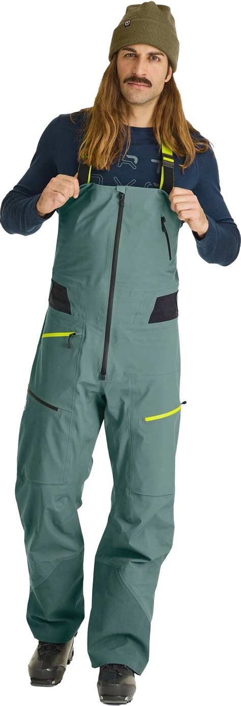 Ortovox L Deep Shell Bib Pants M Arctic Grey Ski Trousers Snowleader