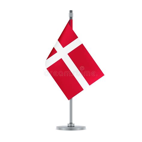 Danish Flag Hanging On The Metallic Pole Illustration Stock Vector