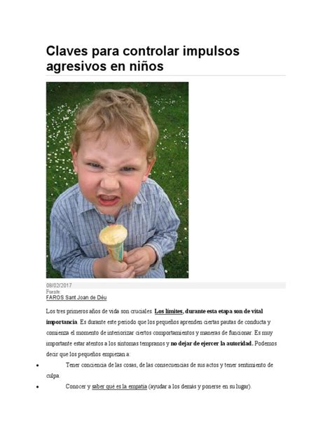 Claves Para Controlar Impulsos Agresivos En Niños Pdf Empatía