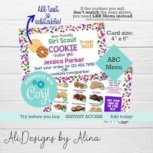 2024 Girl Scout Cookie Sale MEGA Bundle ABC Menu Business Card Order