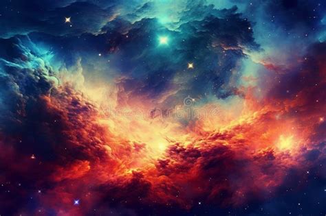 Illustration Showcasing A Vibrant Space Nebula Intricate Gas Clouds