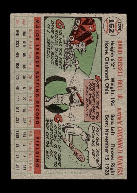 1956 Topps Set Break 162 Dave Gus Bell VG VGEX GMCARDS EBay