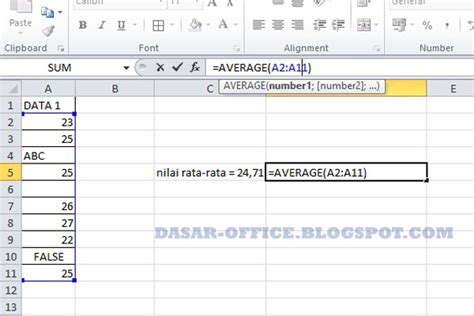 Rumus Cara Mencari Rata Rata Di Excel Dasar Office Belajar