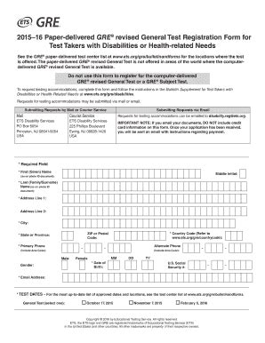 Fillable Online Ets Registration Form For The Paper Based Gre