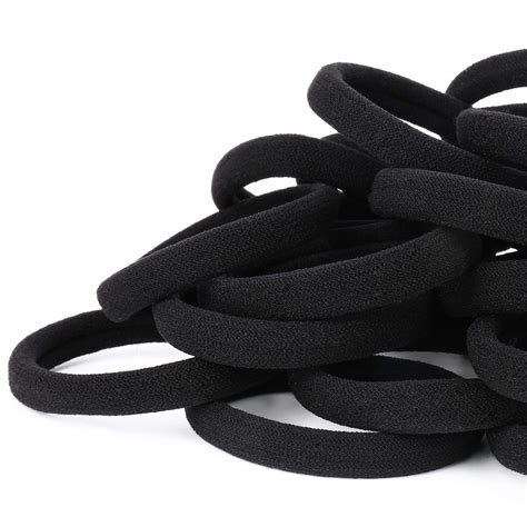 50pcs Black Hair Ties For Women Cotton Seamless Hair