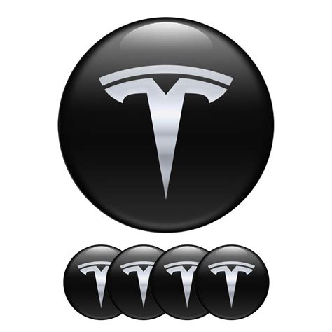 Tesla Silicone Stickers Wheel Center Cap Metallic Effect Logo Wheel