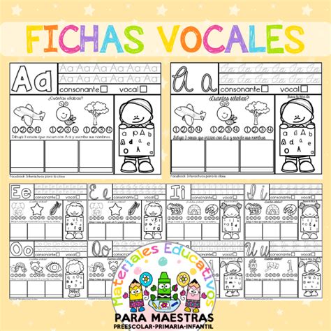 Fichas De Vocales Mayúsculas Minúsculas Y Ligada Materiales Educativos Para Maestras