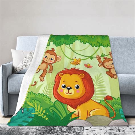 Ocsxa Flannel Fleece African Animals In The Jungle Print Throw Blanket