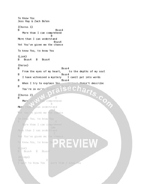 To Know You Chords PDF (Citizens) - PraiseCharts