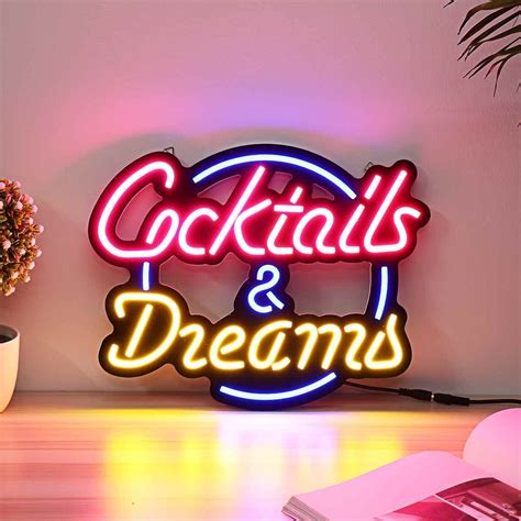 Cocktails And Dreams Neon Sign Bar Led Sign Party Decoration Etsy