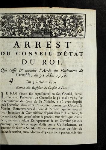 Arrest Du Conseil D E Tat Du Roi Qui Casse Annulle L Arre T Du