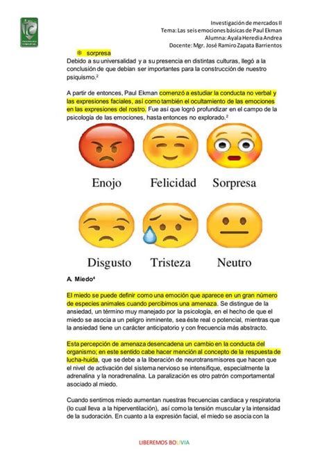 Las 6 Emociones Basicas Segun Paul Ekman Pdf