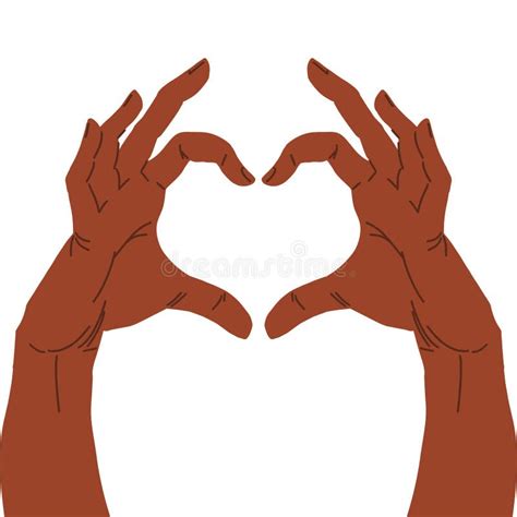 Two Hands of Brown Skin Color Showing Heart Shape Stock Vector ...