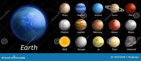 Sistema Del Icono De Los Planetas De La Galaxia Estilo Realista