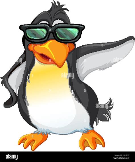 Cute Penguin Cartoon Character Wearing Sunglasses Illustration Stock Vector Image And Art Alamy