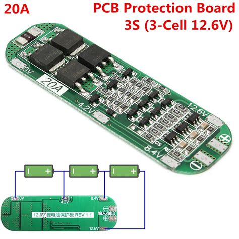 3S 20A Li ion Lithium Batterie 18650 Ladegerät PCB BMS 12 6V Cell