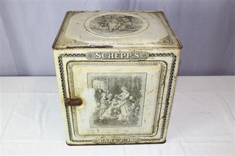 Antique Schepps Tin Cake Box