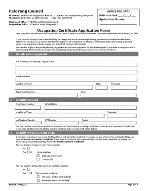 Fillable Online Palerang Nsw Gov Occupation Certificate Application