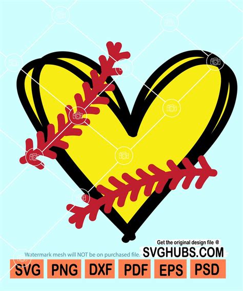 Softball heart svg, Softball shirt svg, Softball mom svg, softball svg ...