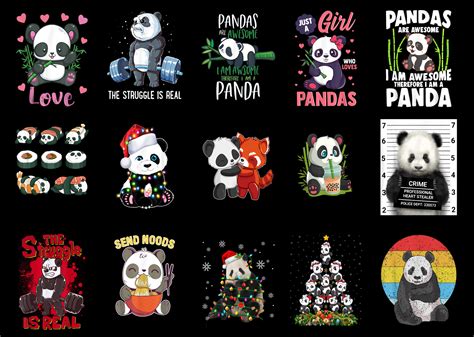 15 Panda Shirt Designs Bundle For Commercial Use Part 4, Panda T-shirt ...