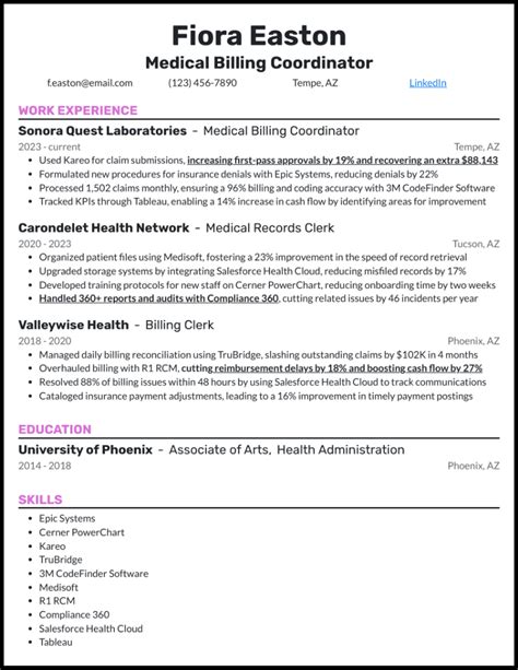 Medical Billing Resume Examples Built For