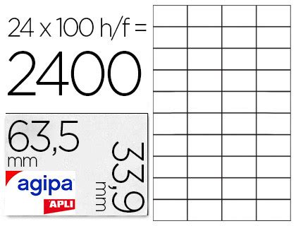 Tirvit ÉTIQUETTE ADHÉSIVE APLI AGIPA MULTI USAGE 63 5X33 9MM TOUTE