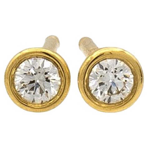 Tiffany And Co Elsa Peretti 18k Gold Diamonds By The Yard Diamond Stud