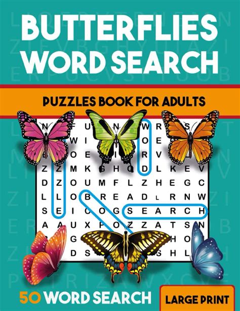 Butterflies Word Search Puzzles Book For Adults Butterfly Word