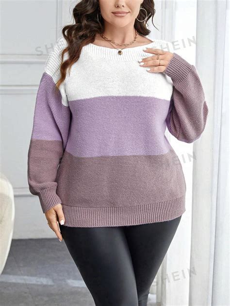 Shein Priv Plus Color Block Drop Shoulder Sweater For Sale Australia