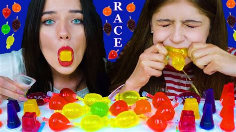 Asmr Tiktok Jelly Fruit Race Vs Jelly Cups Eating Sounds Lilibu Youtube