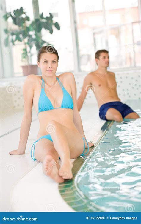 Swimming Pool Beautiful Woman Relax In Bikini Stock Image Image