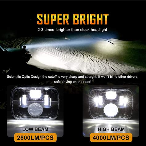 Faros LED Auxbeam De 5 X 7 X 6 Pulgadas Con Haz De Luz Alta Y Baja