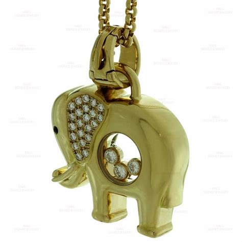 1990s Chopard Happy Diamond Medium Gold Elephant Pendant Necklace At